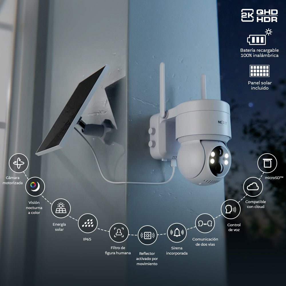 Cámara PTZ con panel solar Wi-Fi