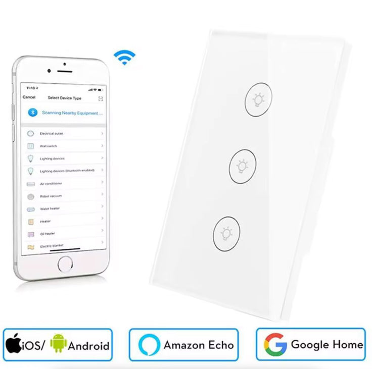 Interruptor Tactil 3 vías dimmer WiFi