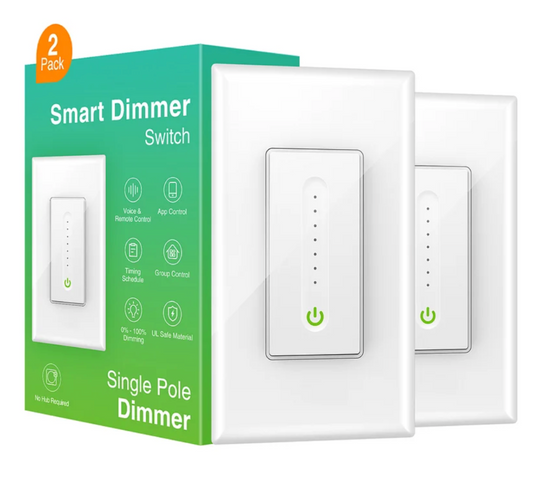 Interruptores de dimmer inteligente SW2 - PACK 2 UNIDADES (Funciona con Alexa y Google Assistant)