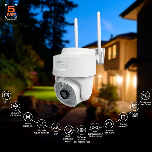 camara WiFi -Nexxt Solutions Home - PTZ 2K+ 5MP RJ45