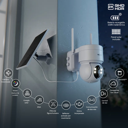 Cámara PTZ con panel solar Wi-Fi