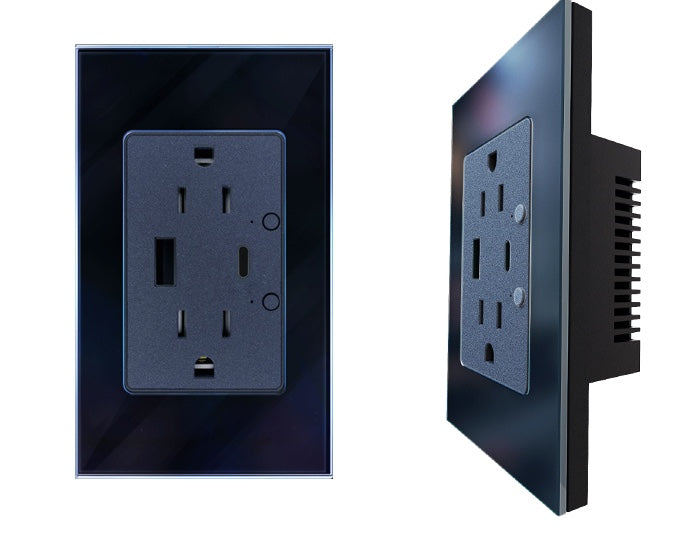 Toma corriente inteligente WiFi con puerto USB y USB C - Negro