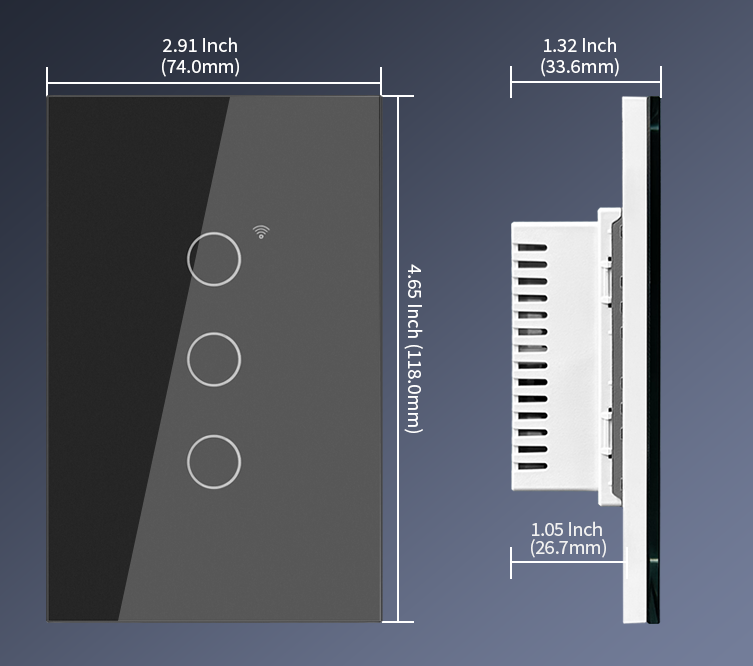 Interruptor Inteligente tactil 1 via - Negro