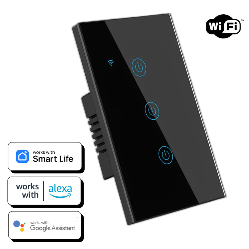 Interruptor Inteligente tactil - 3 botones negro