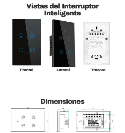 Interruptor Tactil Inteligente - 4 botones