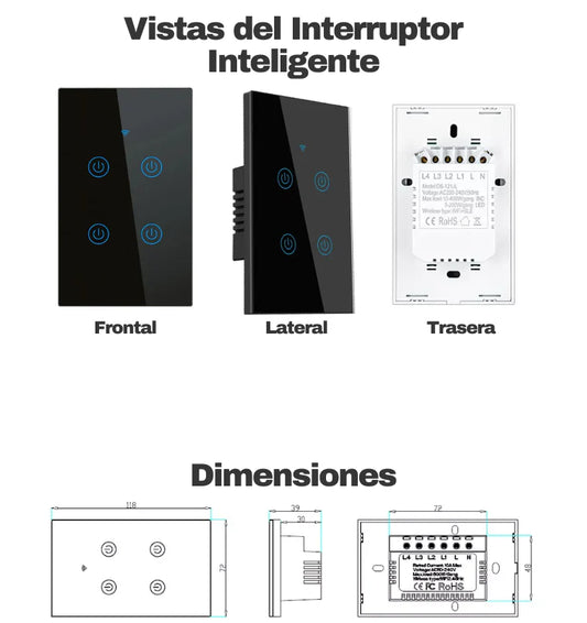 Interruptor Tactil Inteligente - 4 botones