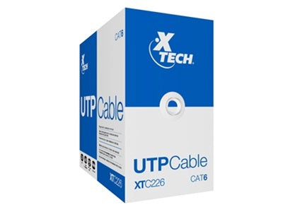 Cable UTP Cat 6 Xtech XTC‑226 de 305 m – 4 pares, 24 AWG, 1 Gbps, Gris