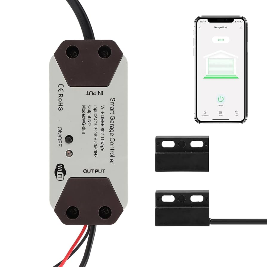 Controlador Inteligente WiFi para Puerta de Garaje – DC12V / DC24V – Compatible con Alexa y Google