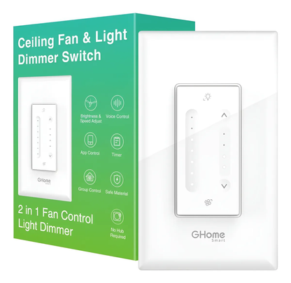 Interruptor Regulador Inteligente WIFI GHome SW19 para Ventilador de Techo