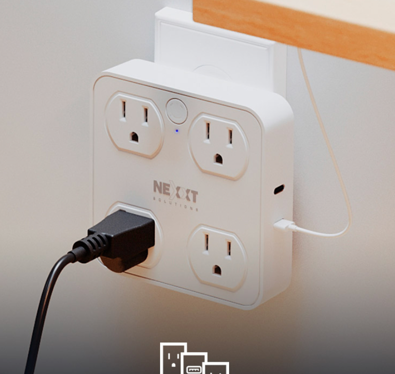 Enchufe Múltiple Inteligente WiFi– 4 Tomas + USB-A/USB-C – Protector de Sobretensión